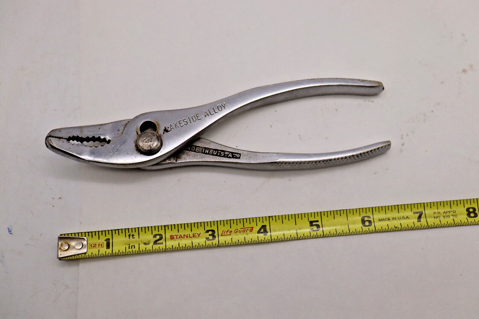 Lakeside Alloy Rare Curved Nose Slip Joint Pliers Vintage Forged In USA