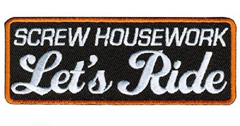Screw Housework LET\'S RIDE 4 INCH IRON ON MC BIKER  PATCH 