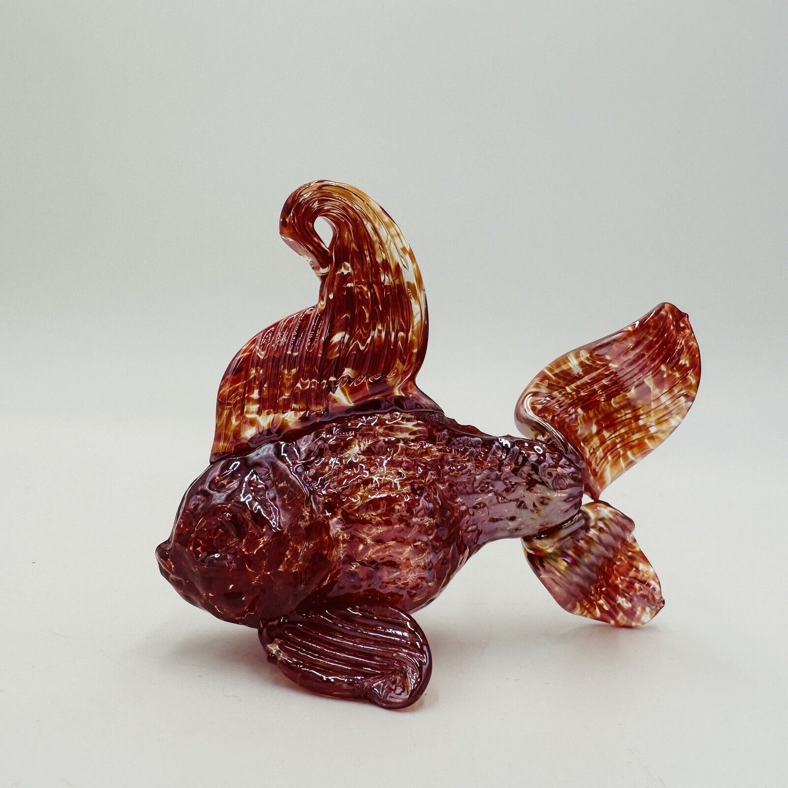 Japanese Goldfish Ryukin Figurine Blown Glass Craft Art Hand Interior Aquatic