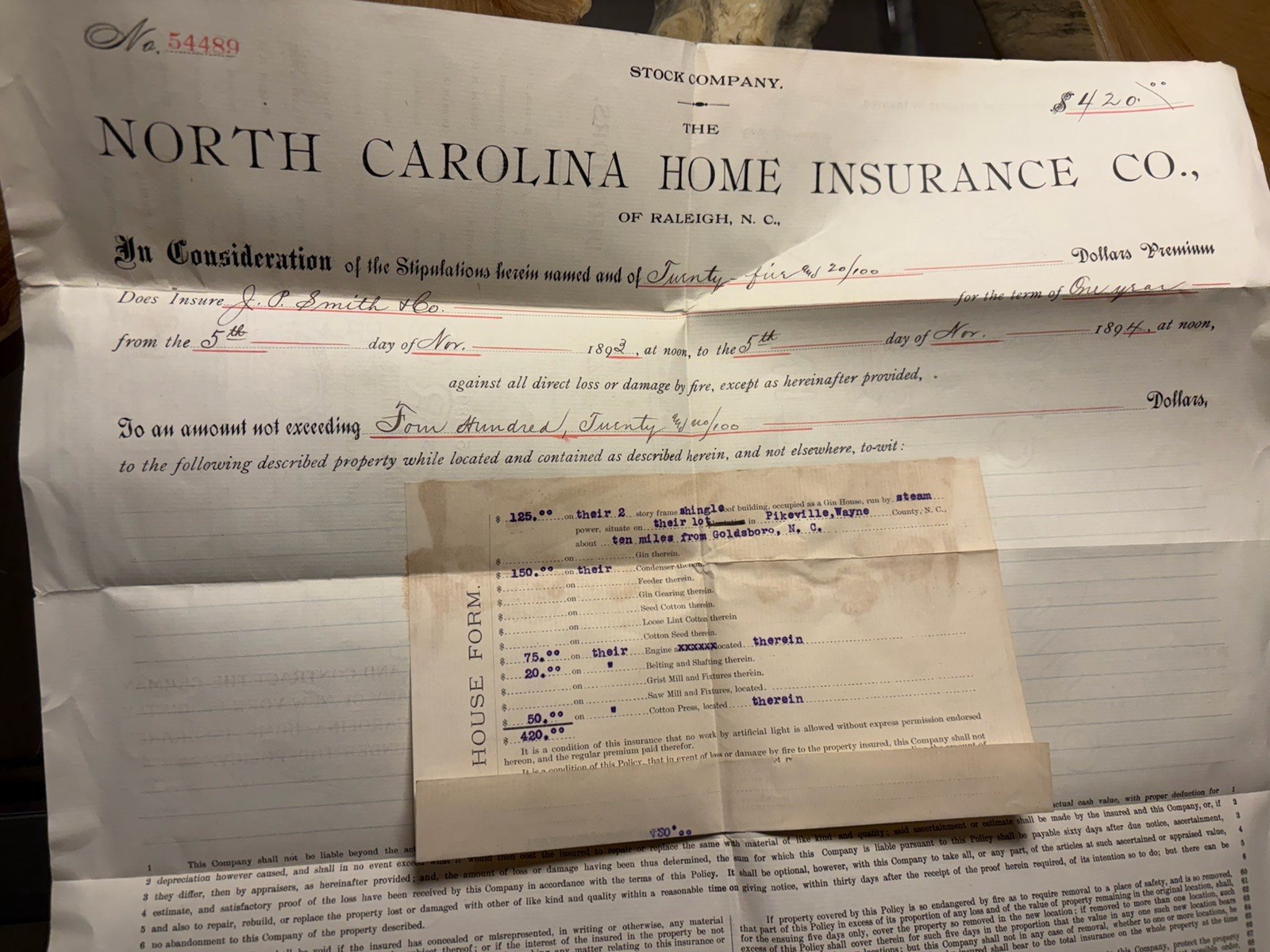 Antique George W. Dewey (NC) Home Insurance Policies Lot Of 3