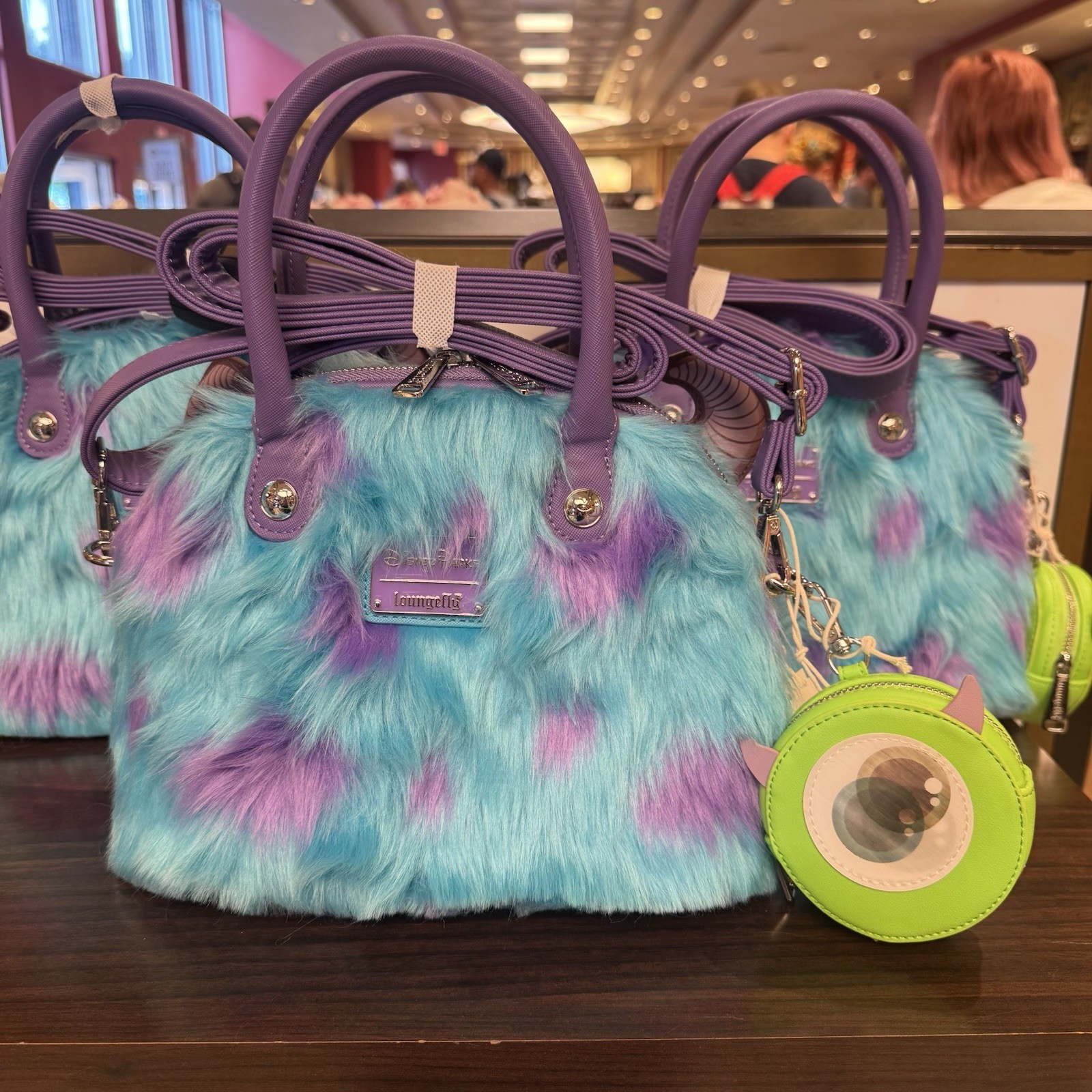 2026 Disney Parks Loungefly Sulley & Mike Monsters Inc. Furry Crossbody Bag NWT