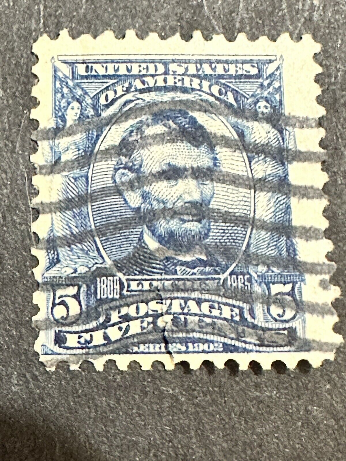 USA 1908 Lincoln  5¢ Blue Scott # 317 VFU