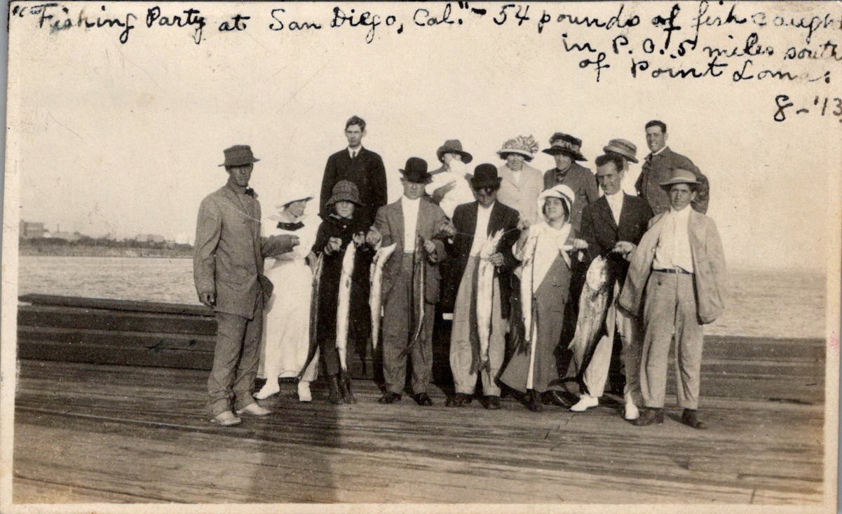 1913 Photograph Fishing Party Point Loma San Diego Formal Attire Catch