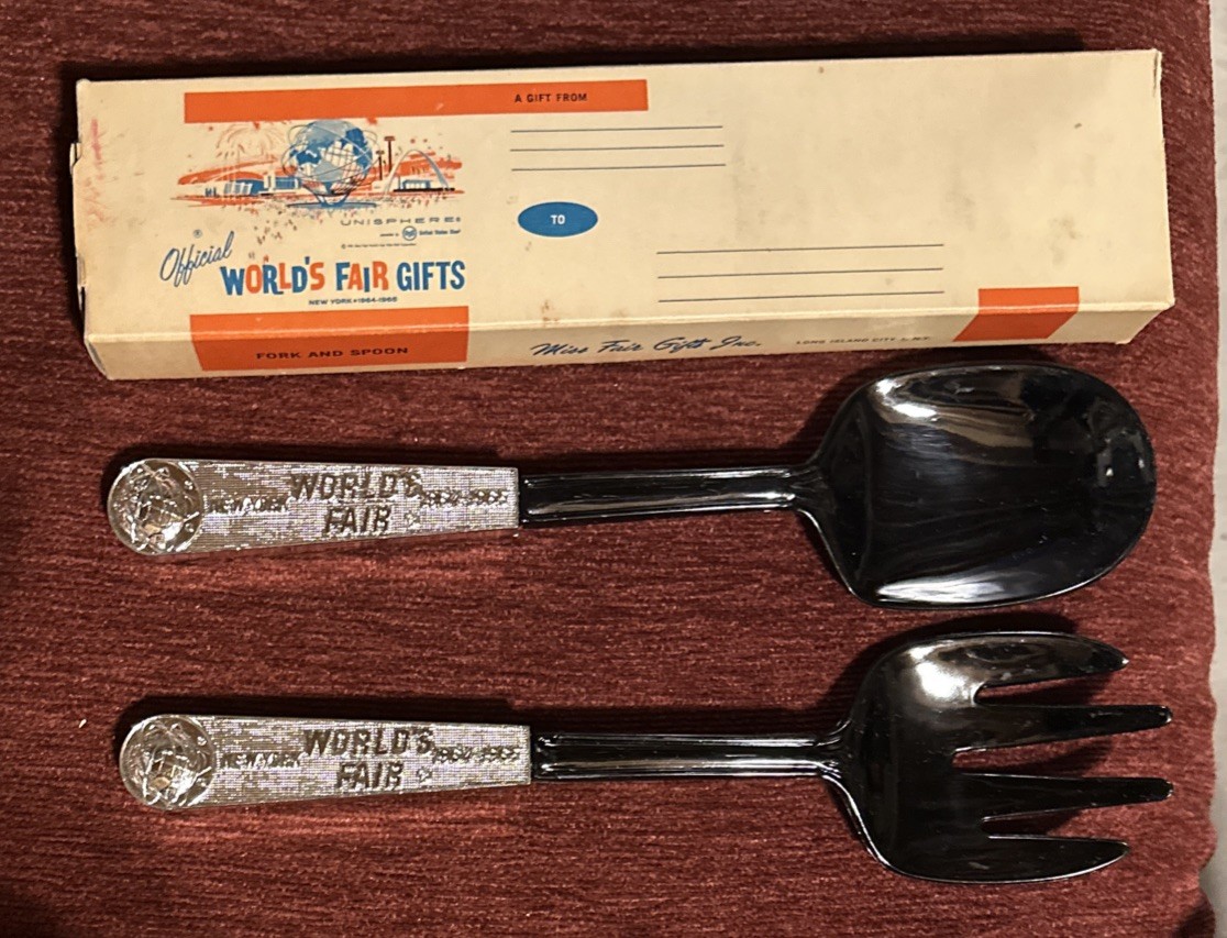 Fork And Spoon Gift Orig Box MCM Mailer NOS New York World's Fair 1964-1965 SEE