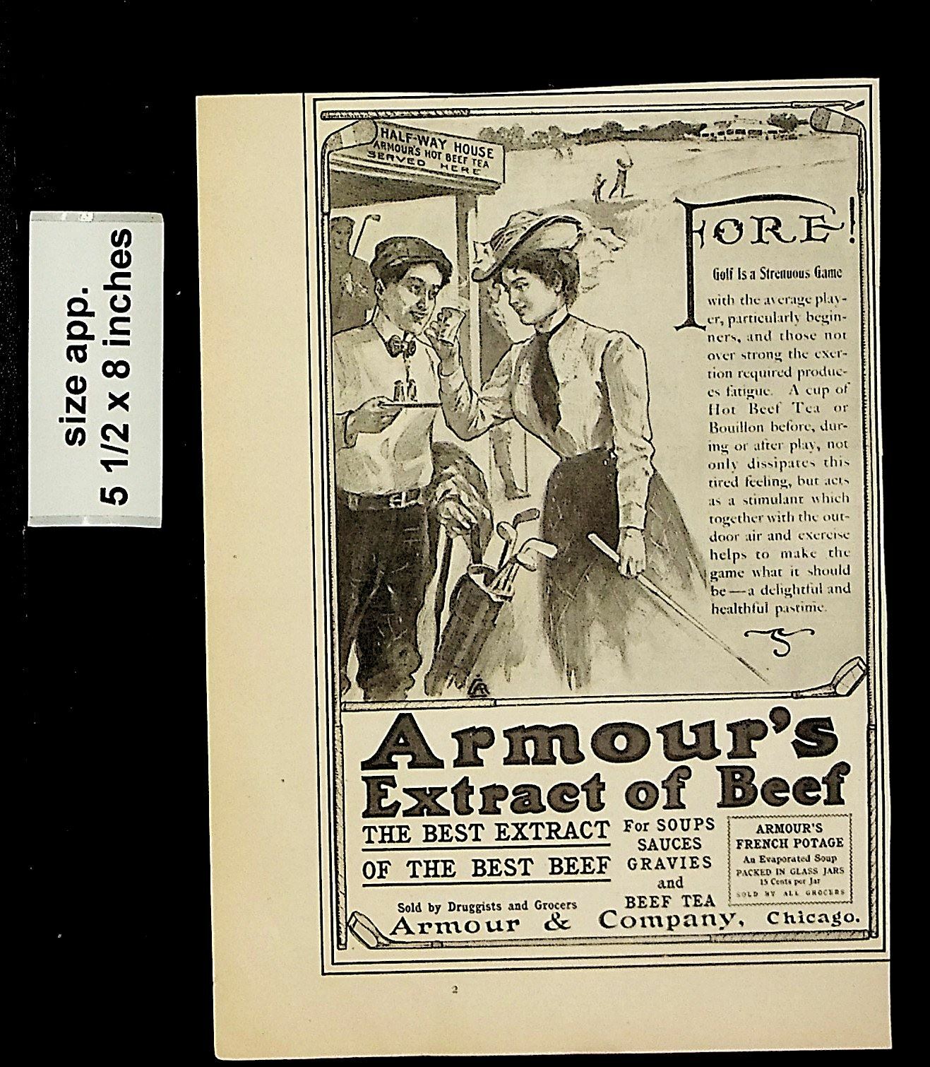 1902 Armour\'s Extract of Beef Vintage Print Ad 19586