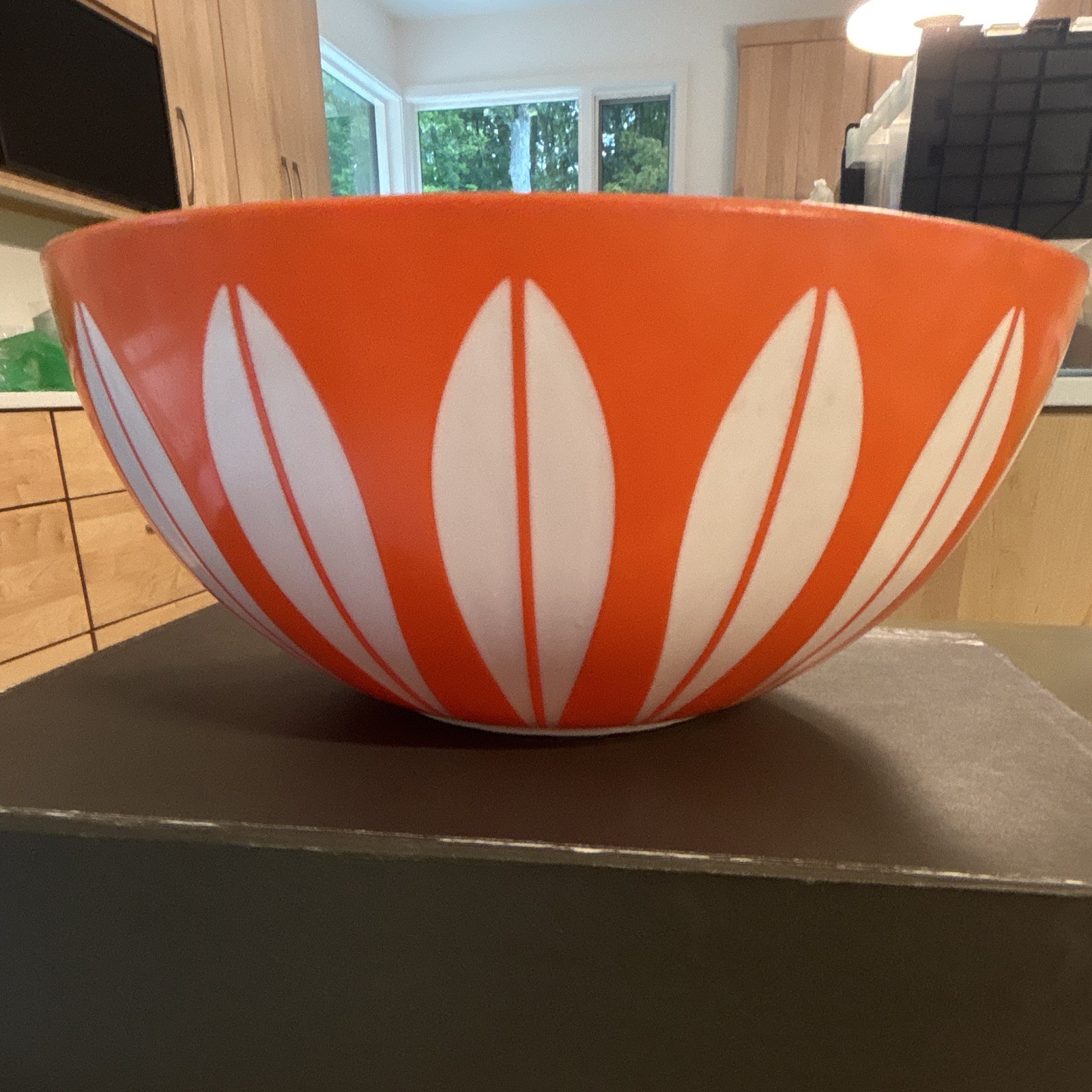Vintage Deka #604 Orange & White Lotus Pattern Bowl MCM-Updated