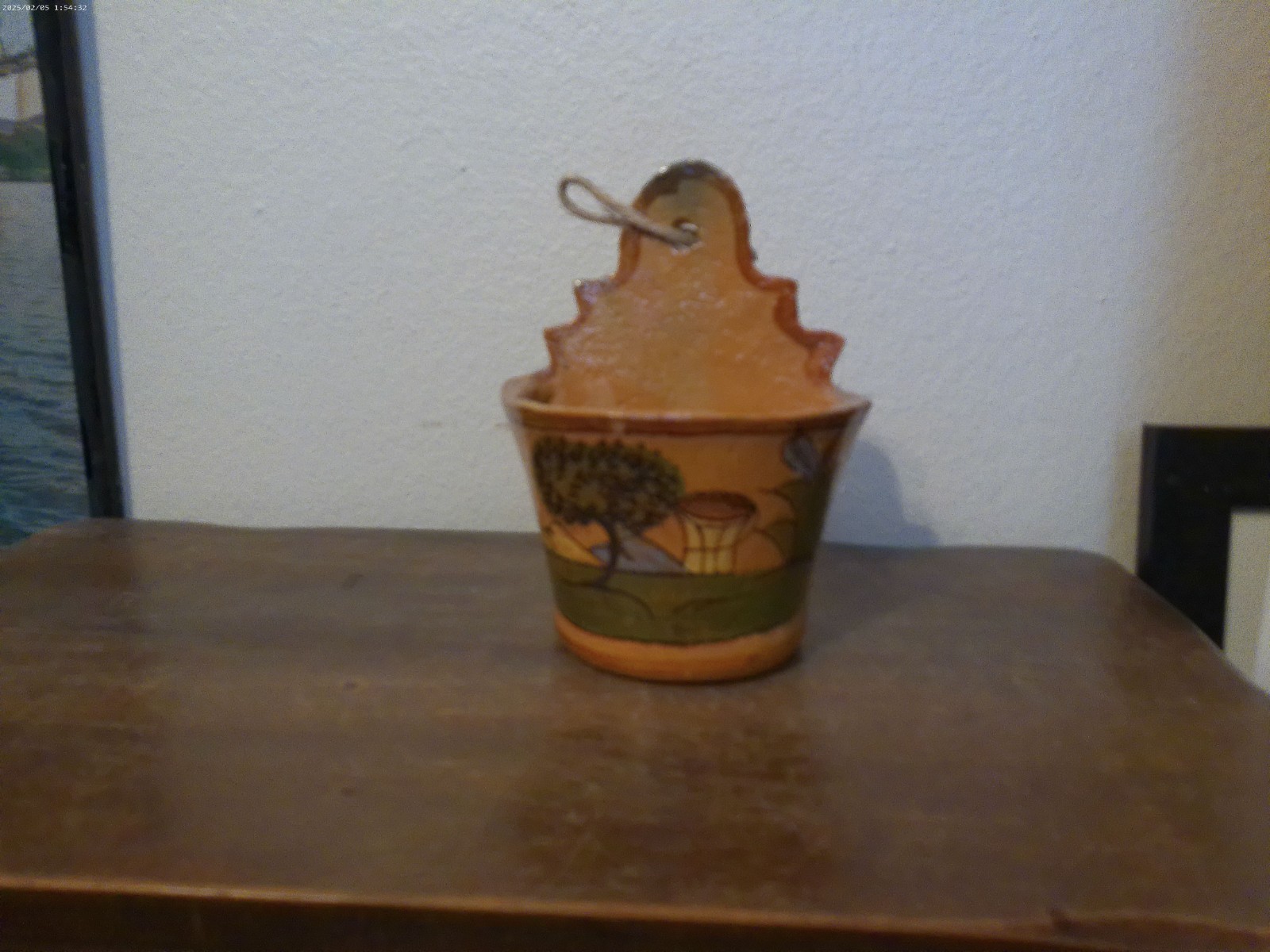 Vintage Collectible Mexican Folk Art Pottery Tlaquepaque Wallpocket