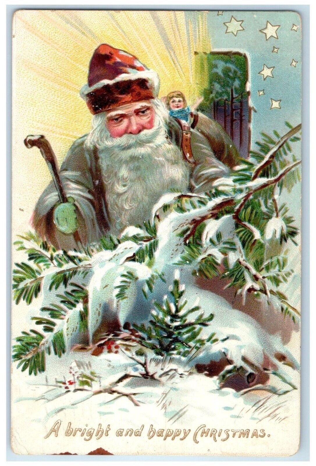 1911 Christmas Santa Claus Sack Of Toys Brown Robe Tuck\'s Richmond VA Postcard