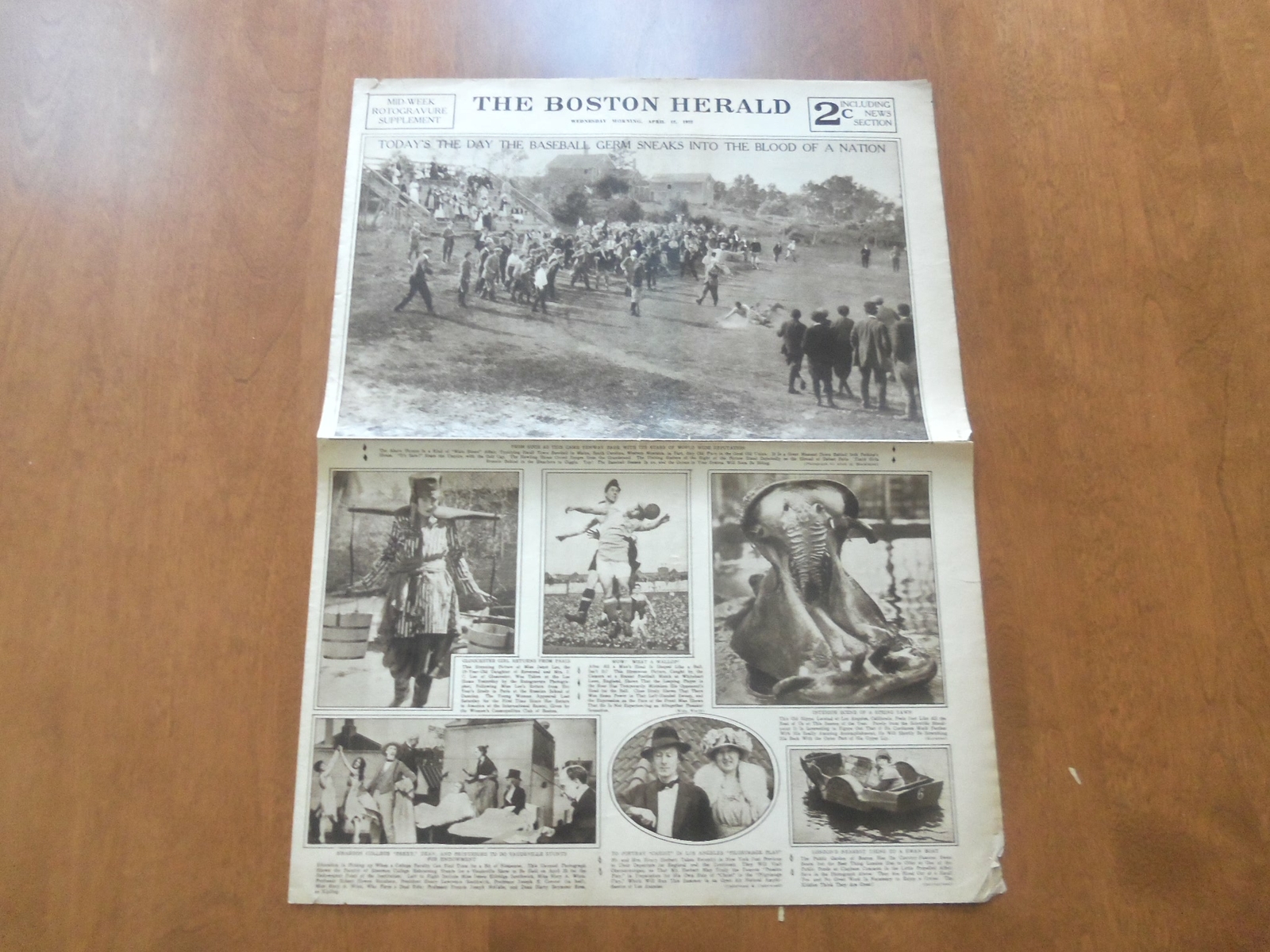 1922 APRIL 12 BOSTON HERALD ROTOGRAVURE SECTION - BASEBALL - NP 5018