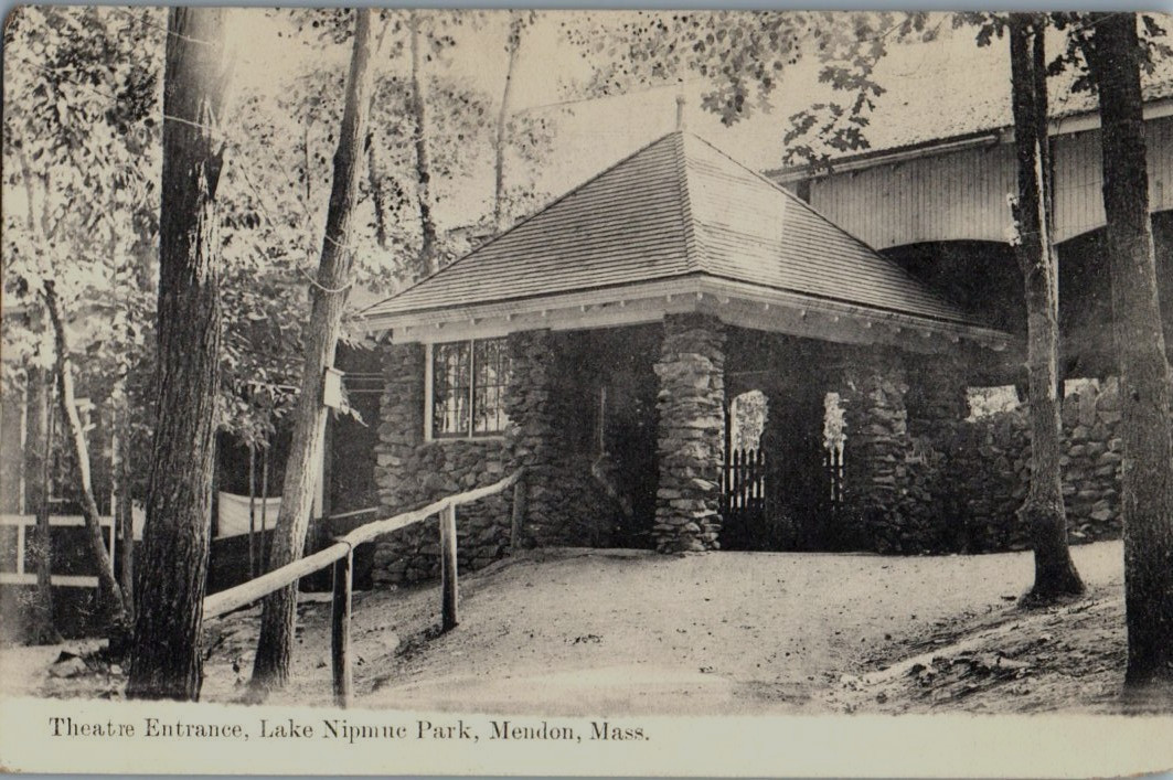Vintage Postcard 1901-1907 Theatre Entrance, Lake Nipmuc Park, Menon, MA Vintage Postcard 1901-1907 Theatre Entrance, Lake Nipmuc Park, Menon, MA