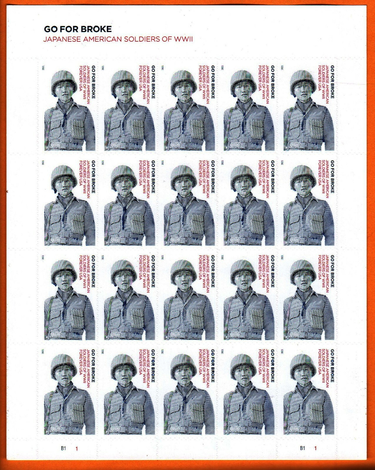 Go For Broke(Japanese American Soldiers of World War II)/Forever Stamp Sheet