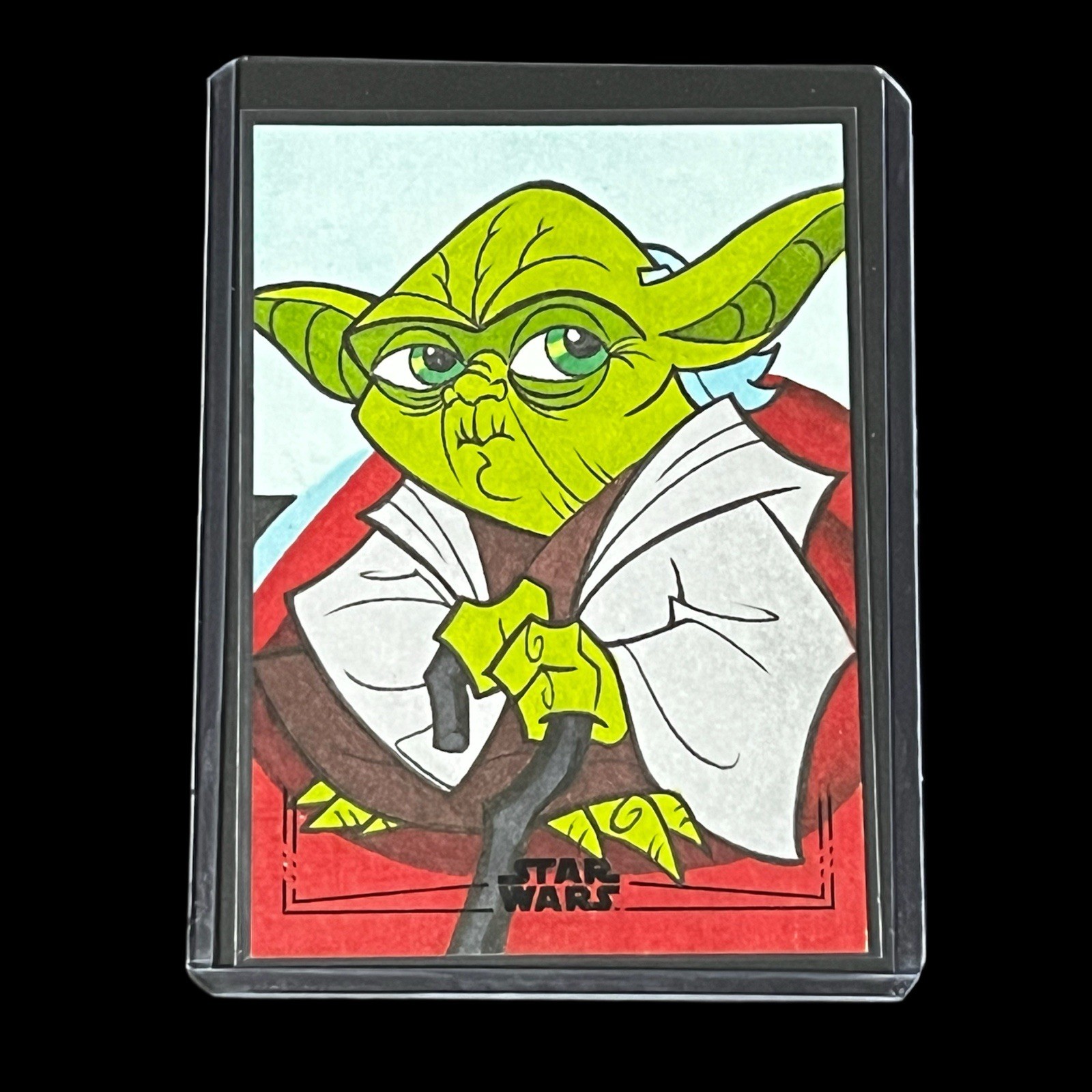 2024 Topps Star Wars Chrome Galaxy YODA BLACK FOIL 1/1 Sketch By DYJ Dayinji 2024 Topps Star Wars Chrome Galaxy YODA BLACK FOIL 1/1 Sketch By DYJ Dayinji