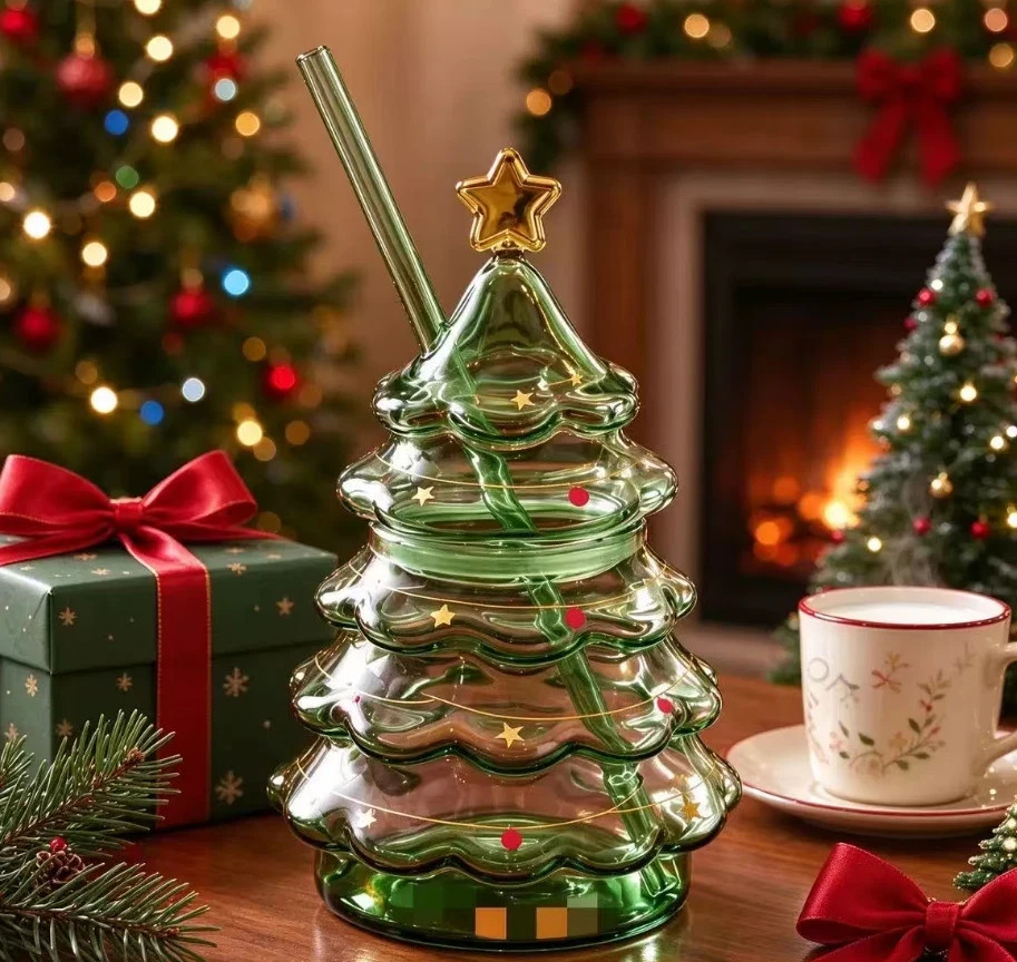 New 2026 Limited Edition Starbucks Green Glass Christmas Tree Cup 16 oz Holiday