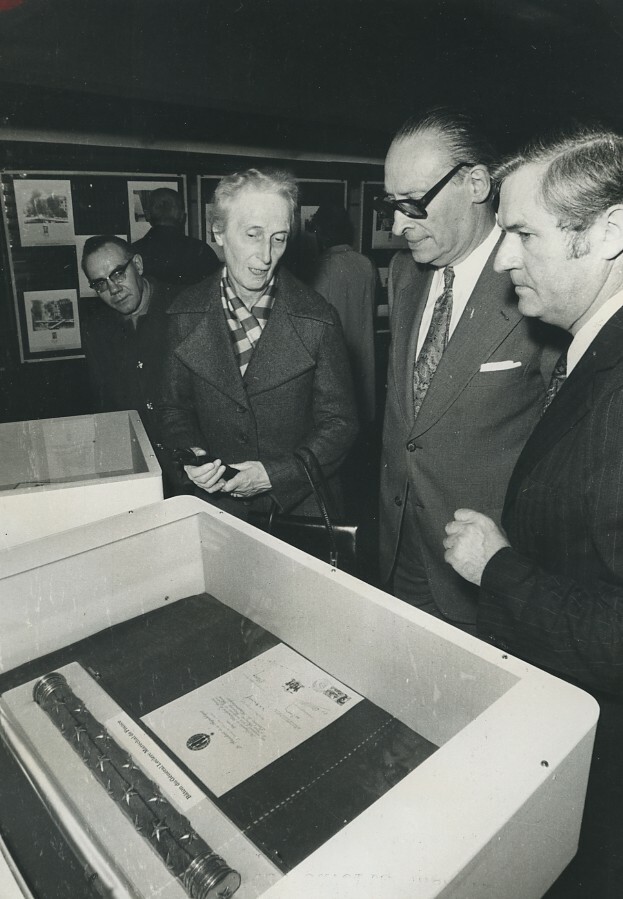 France Paris Marshal Leclerc wife at Prefecture of Police Stamp Fair Photo 1974