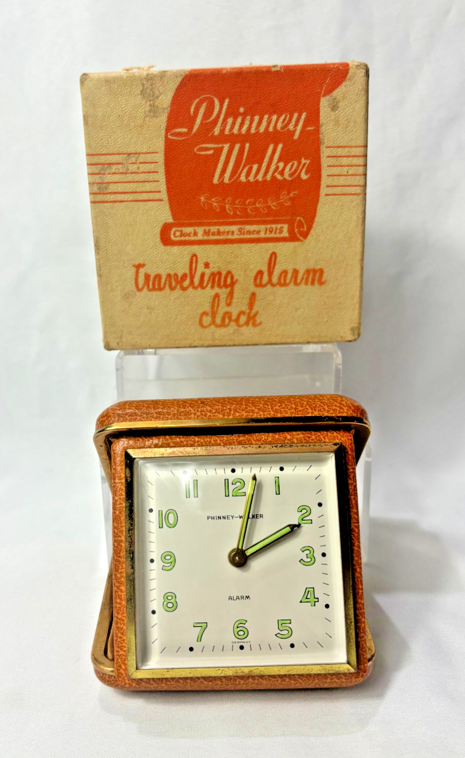 Vtg Phinney Walker Traveling Alarm Clock In Orginal Box Working Made In Germany