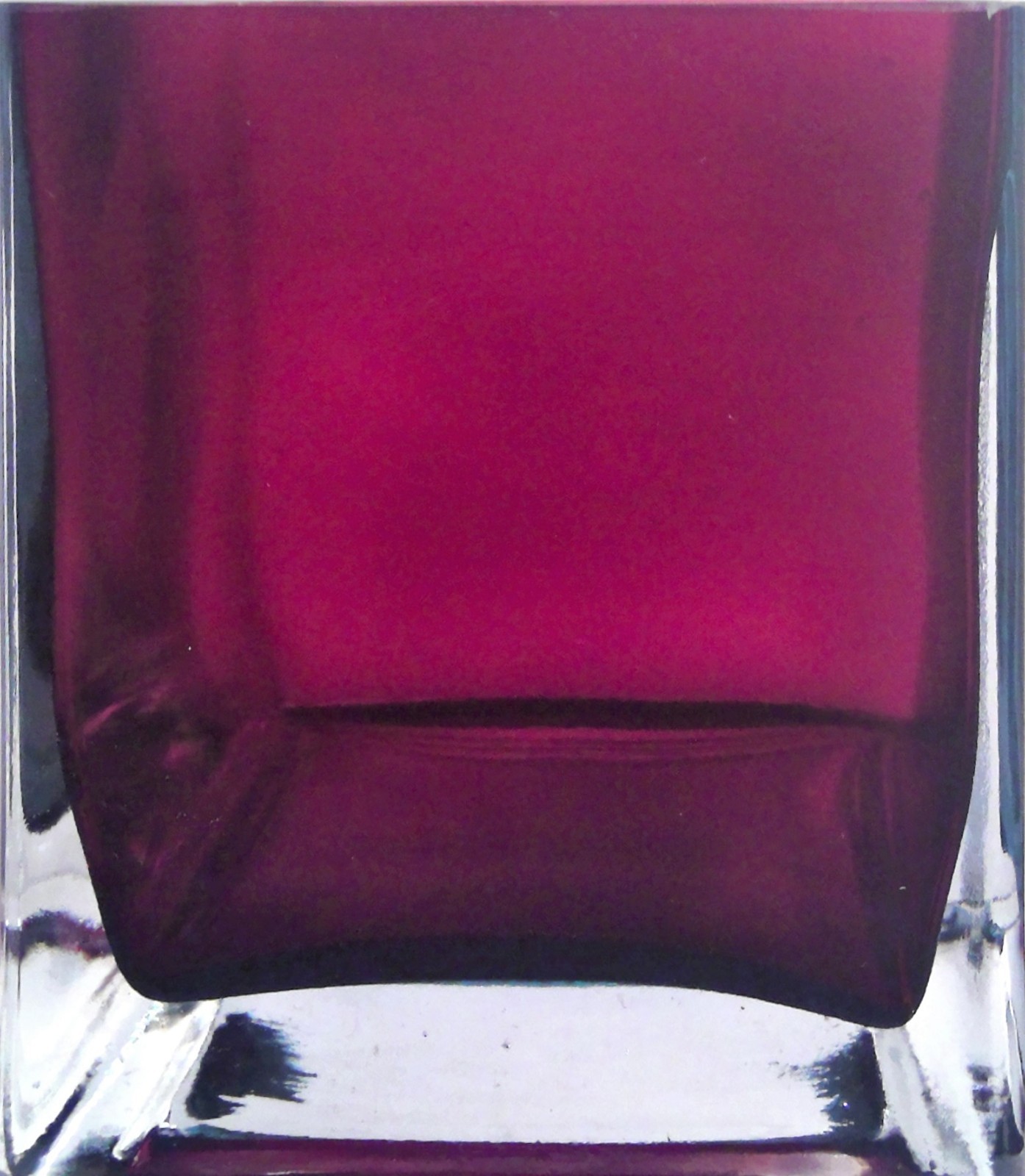 VTG Teleflora Gift Ruby Red Cube Square Glass Flower Vase Made in Poland MINT