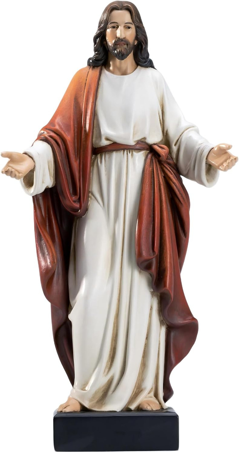 20 Inch Jesus Statue with Open Arms, Hand Painted Large Jesus Christ Figurine, R