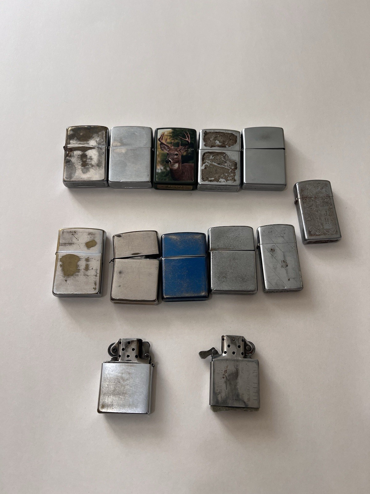 Lot of 13 Vintage 1958-2010\'s Zippo Lighters - AS-IS