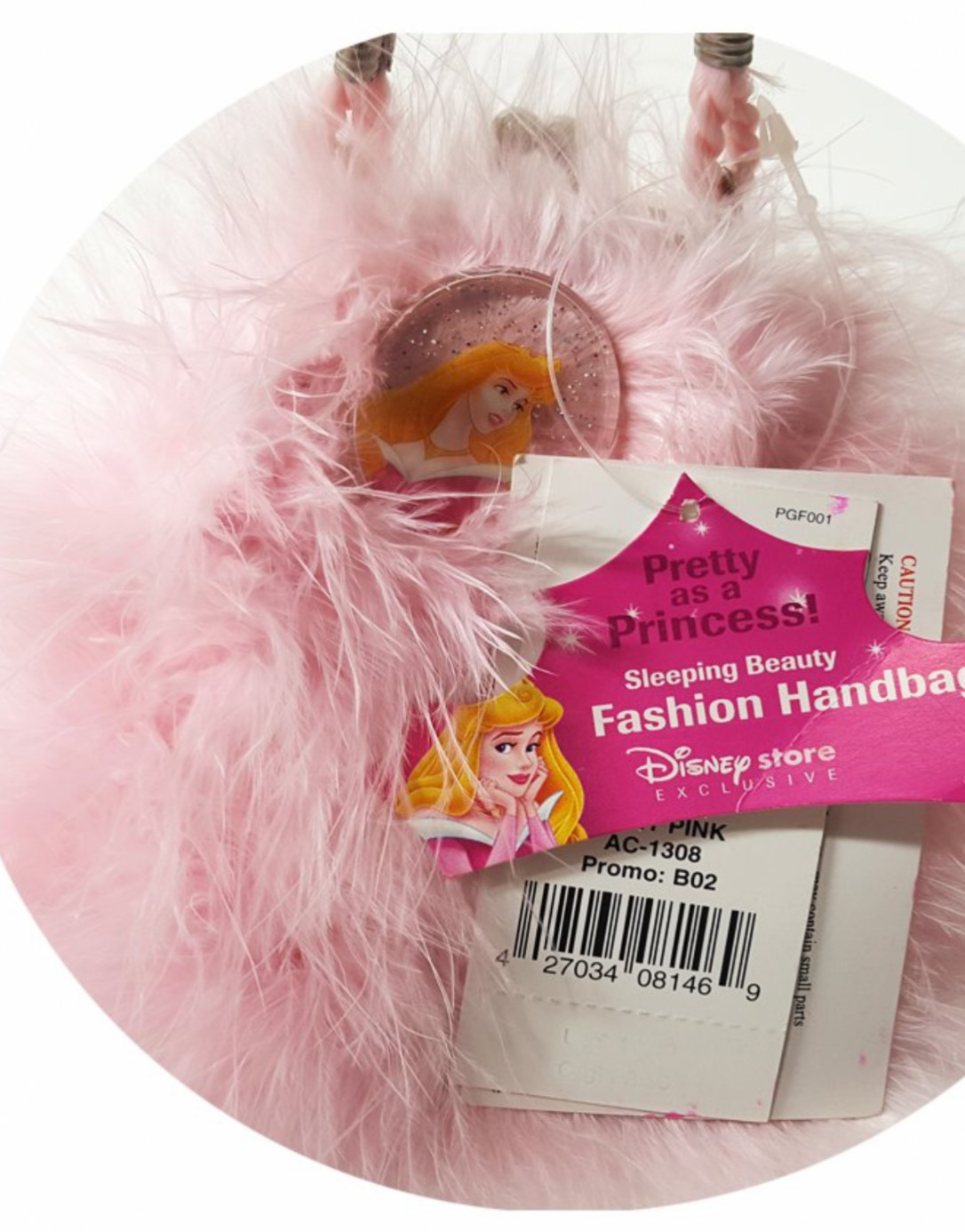DISNEY PRINCESS Aurora Pink MARABU FEATHER Fashion Handbag Purse VTG NWT DISNEY PRINCESS Aurora Pink MARABU FEATHER Fashion Handbag Purse VTG NWT