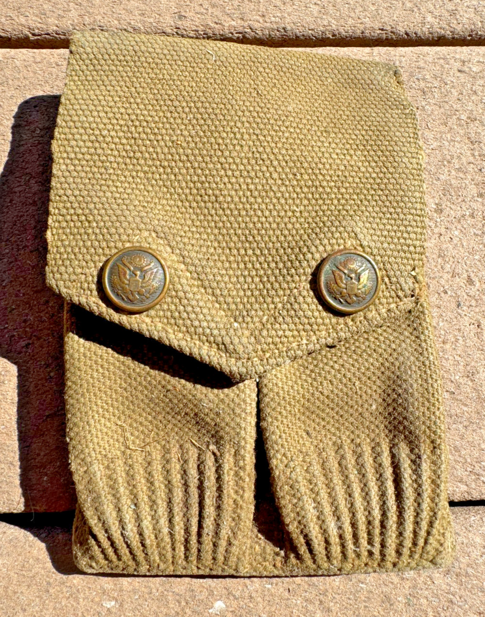 pre-WWI US Army M1910 Mills Canvas Ammo Pouch w/Eagle Snap - Pea Green