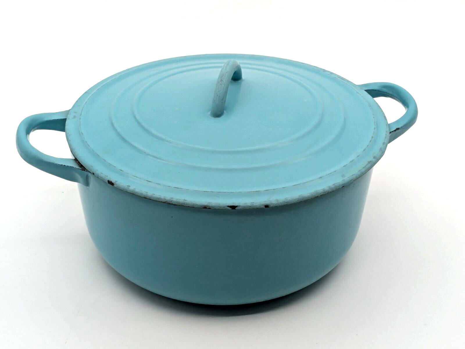 Vintage Le Creuset 2.5 Qt C Pot Dutch Oven Cast Iron Enamel Robin Egg Turquoise