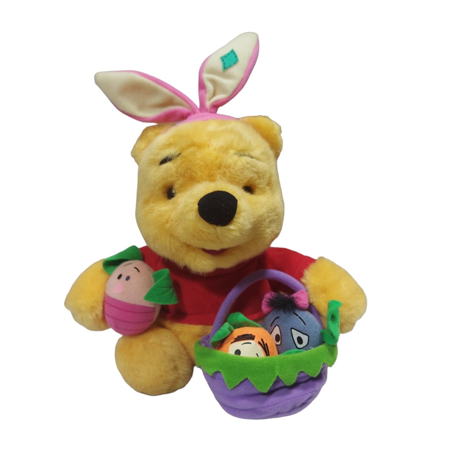 Vintage Winnie The Pooh Easter Egg Basket Plush Disney Mattel 1999