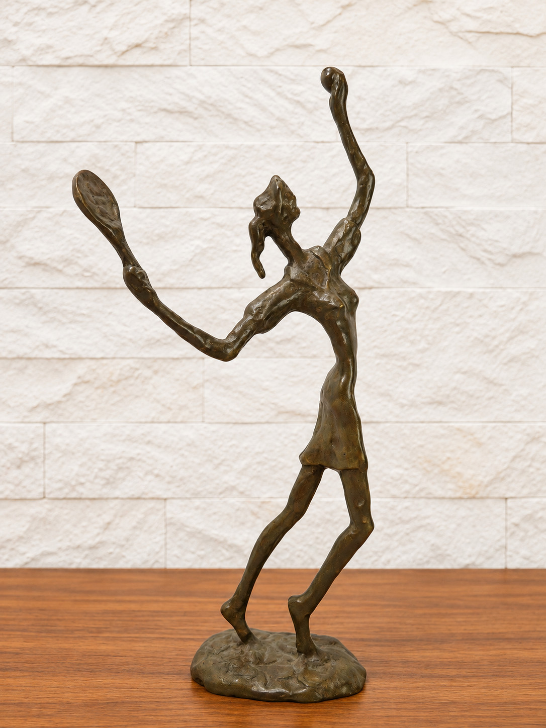 VTG Mid Century BRUTALIST BRONZE TENNIS PLAYER ART SCULPTURE Giacometti STATUE