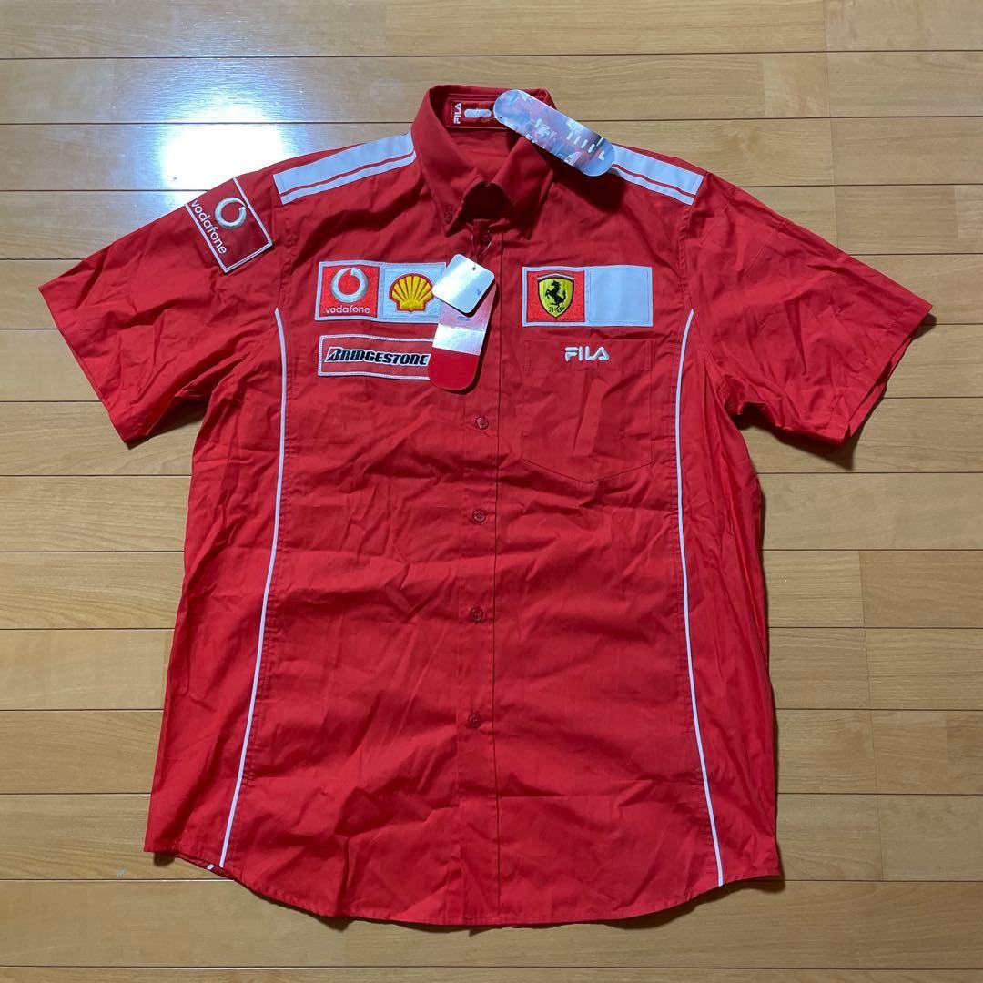 FILA x Ferrari F1 Racing Team Short Sleeve Button Shirt M Vodafone Patch