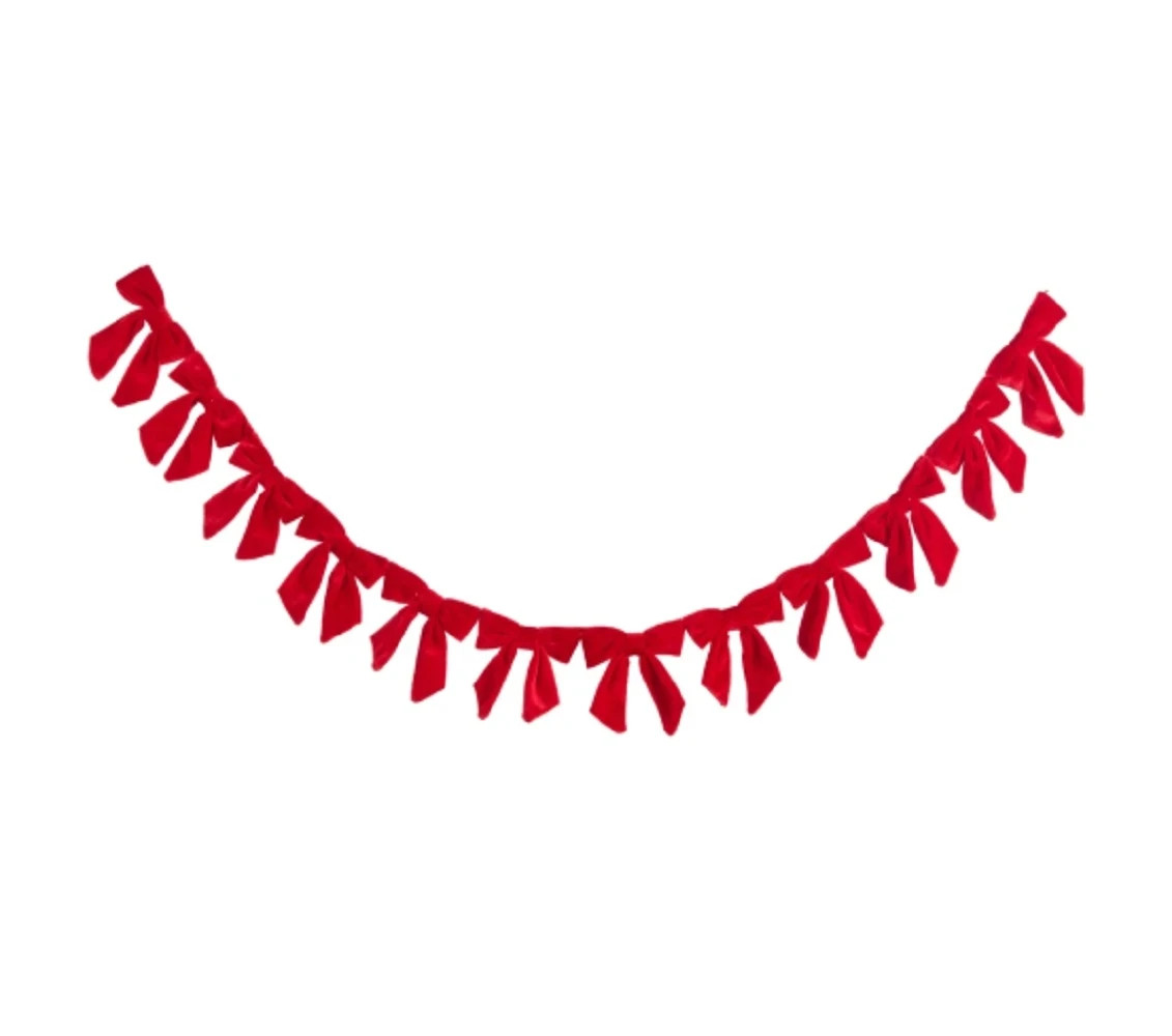 RAZ Imports 4\' Red Velvet Bow Garland (G4606765)