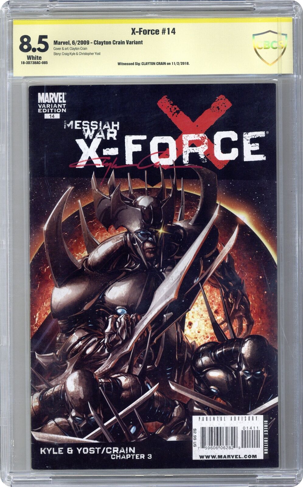 X-Force #14B CBCS 8.5 SS Clayton Crain 2009 18-3D738AC-085