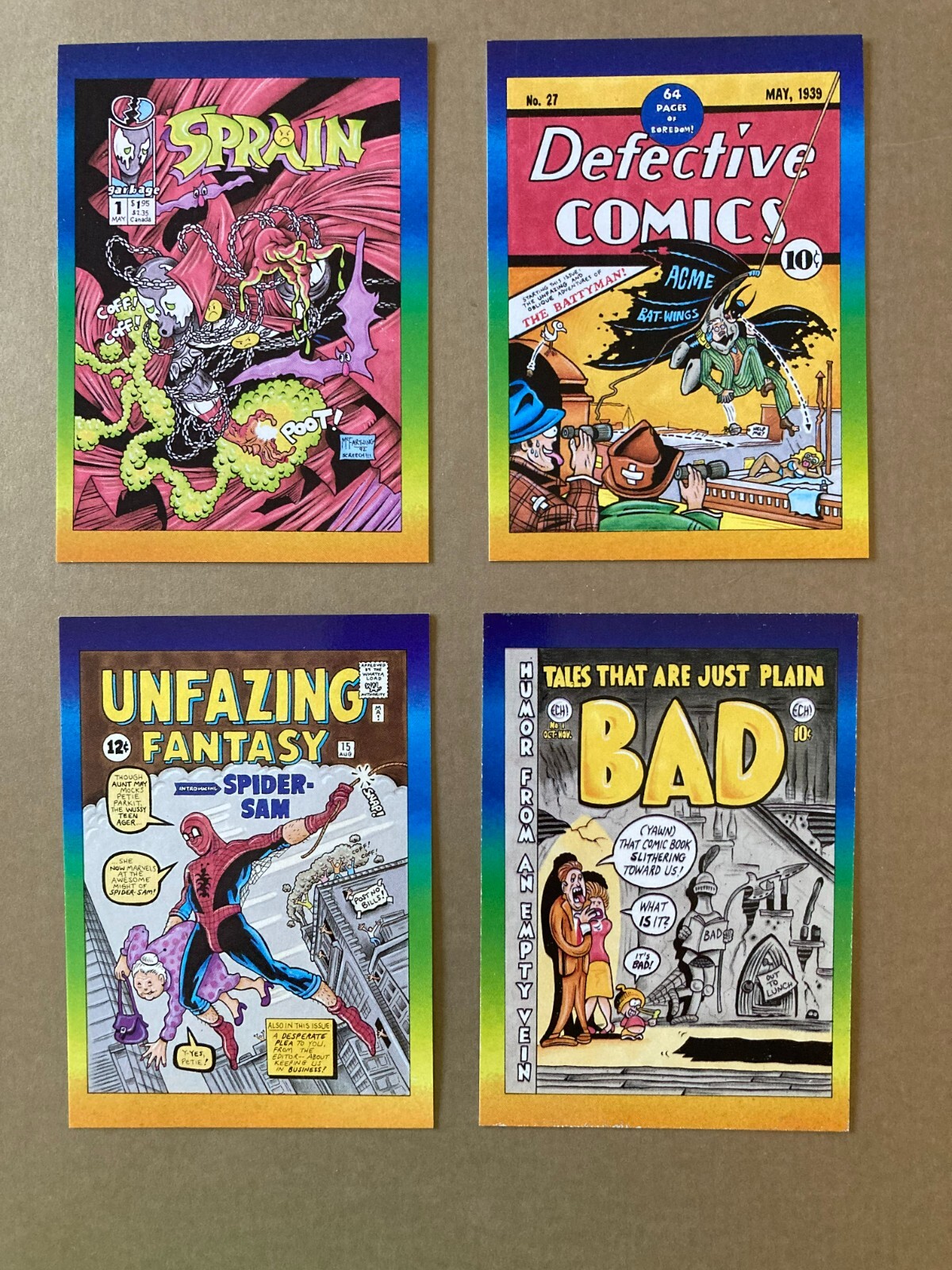 1993 DEFECTIVE COMICS 4 Card Promotional Promo Set - Satire Set