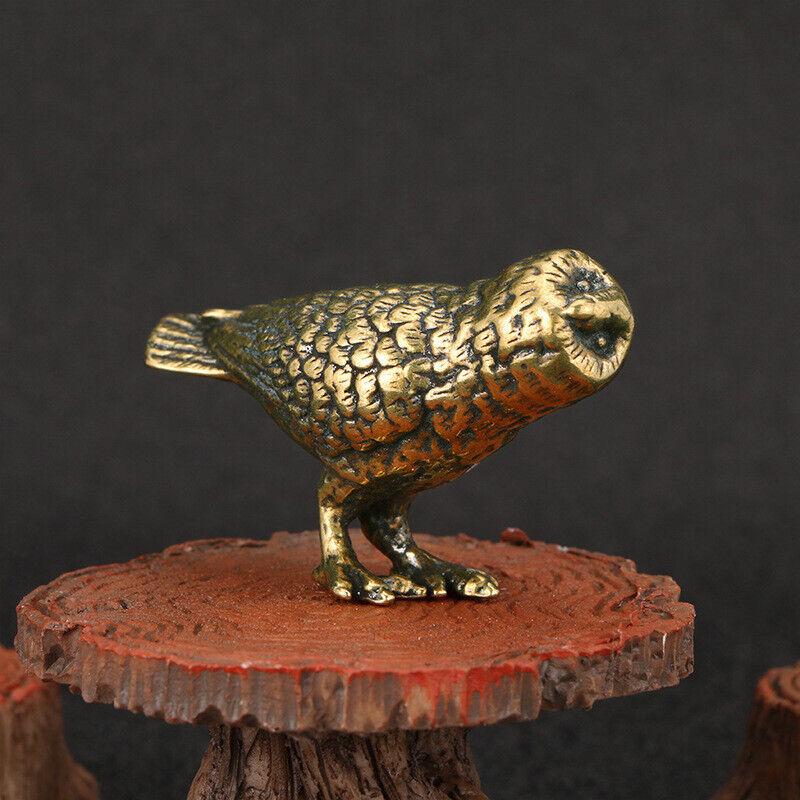 Chinese Handmake Retro Solid Brass Owl Figurine House Decoration Animal Figurine