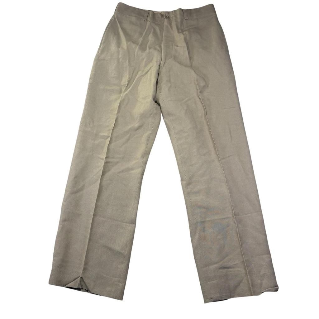 Vintage WWII US Army Chino Trousers 34x31 Khaki Twill Flap Back Pocket Pants