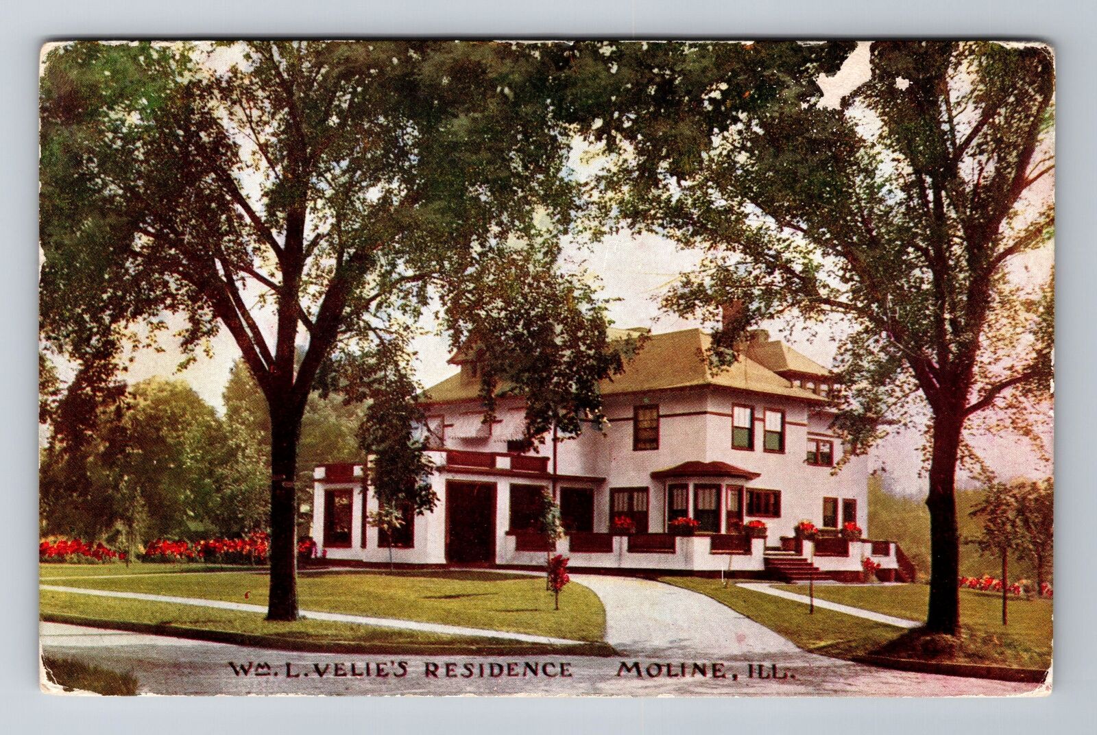 Moline IL- Illinois, Wm L Velie's Residence, Antique, Vintage c1909 Postcard