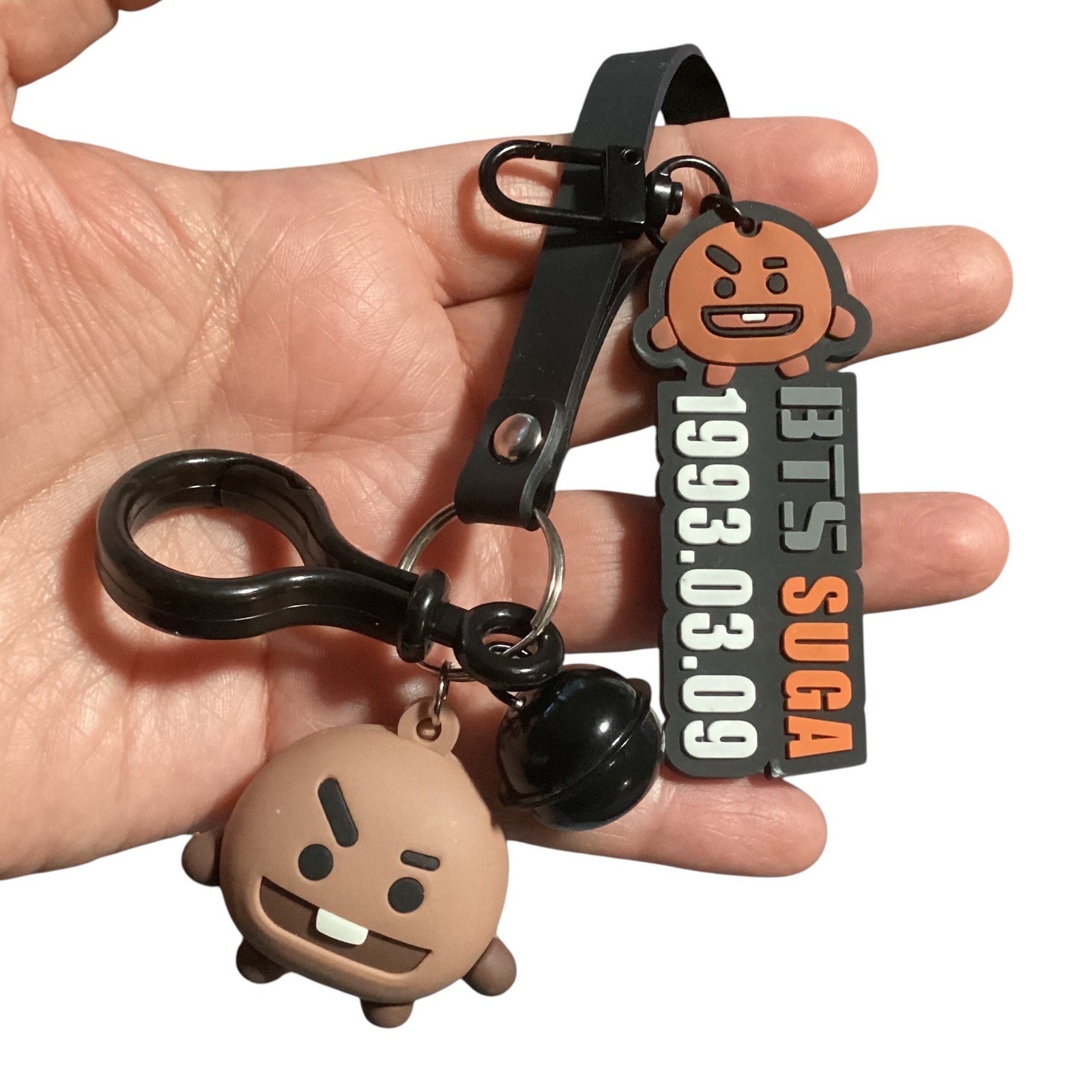 BTS Suga BT21 Shooky Brown Rubber Figure Charm Wristlet Strap 1993.03.09