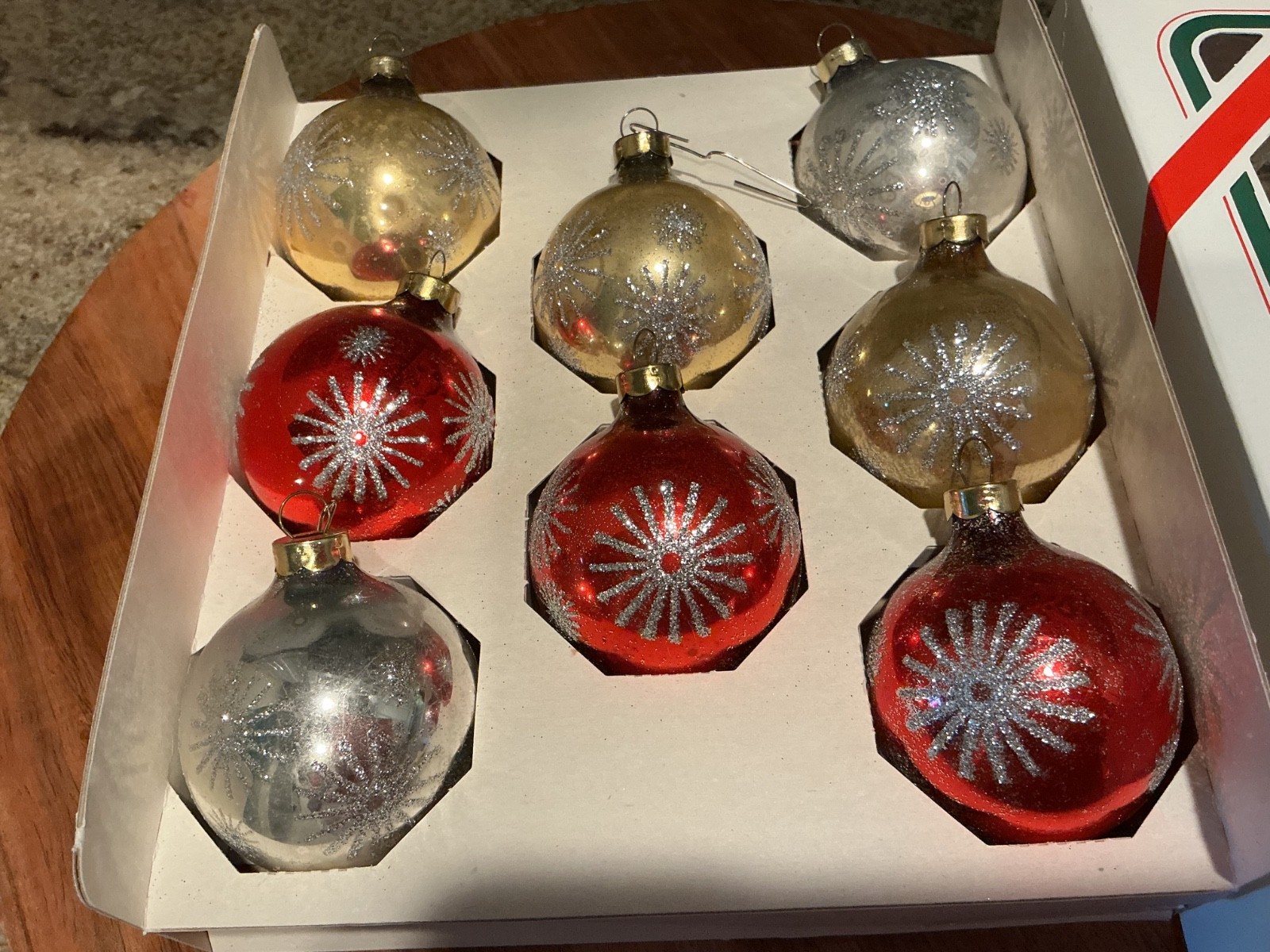 8 Vtg Rauch Glass Ball Christmas Ornaments Silver Glitter Starburst Mercury 8 Vtg Rauch Glass Ball Christmas Ornaments Silver Glitter Starburst Mercury