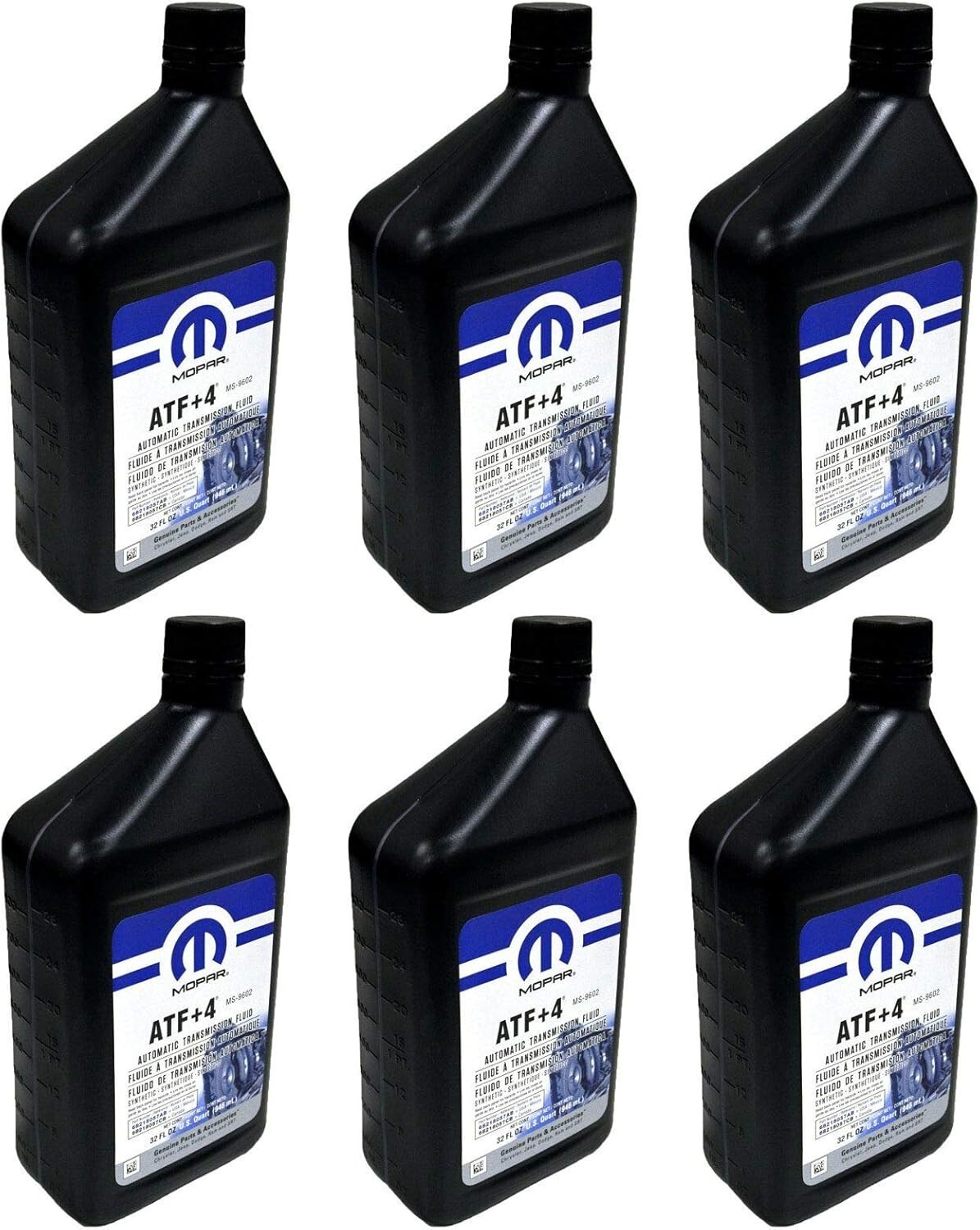Mopar 68218057AB ATF+4 Automatic Transmission Fluid 1 Quart 6 Pack Genuine Mopar 68218057AB ATF+4 Automatic Transmission Fluid 1 Quart 6 Pack Genuine