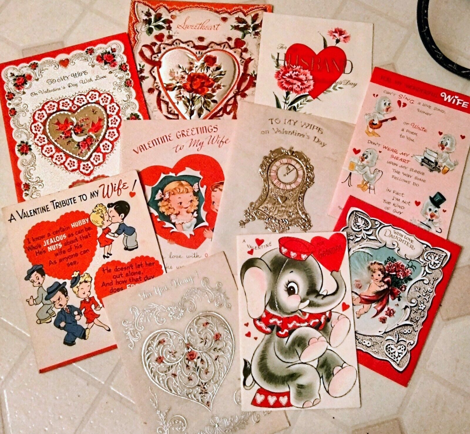 Beautiful Vintage Lot Of 10 Valentine\'s Day Cards 3 Unused 