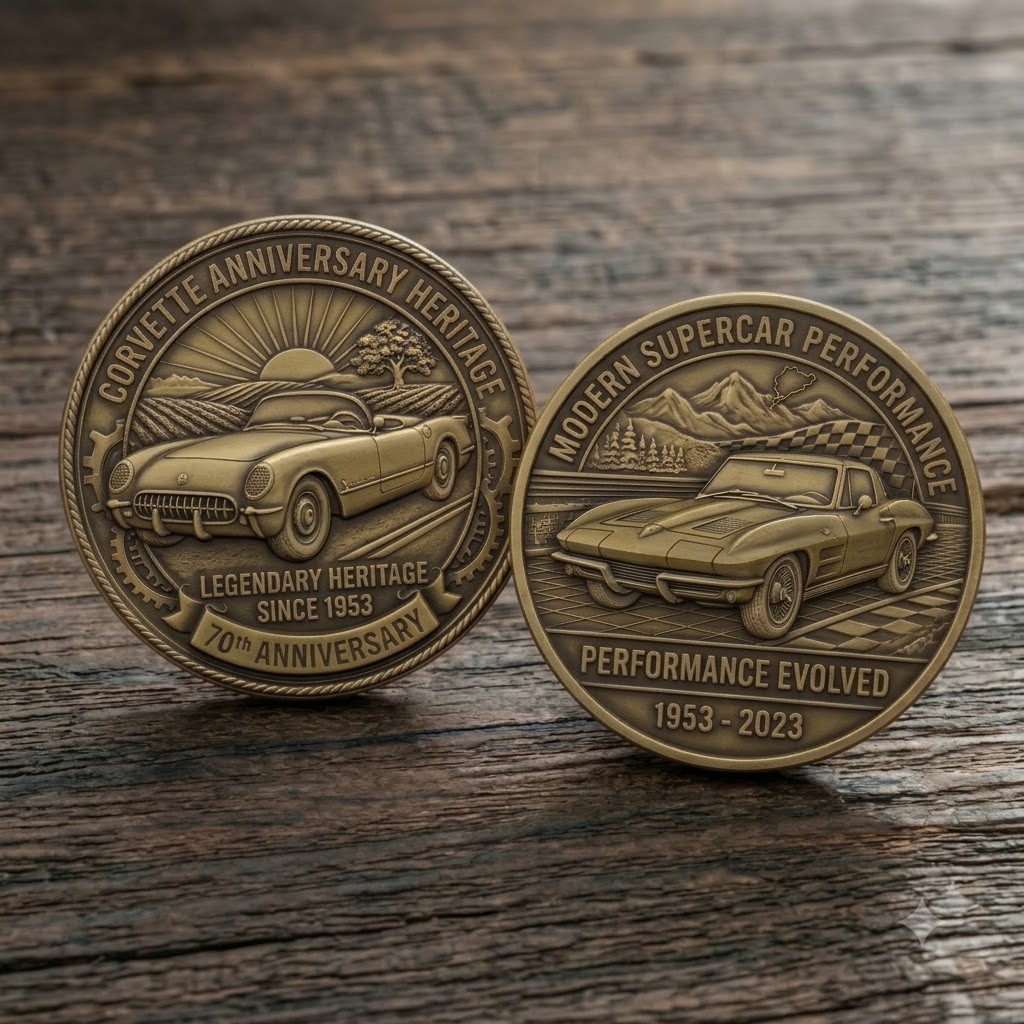 Corvette 70th Anniversary Challenge Coin Classic C1 C2 Bronze Souvenir Gift