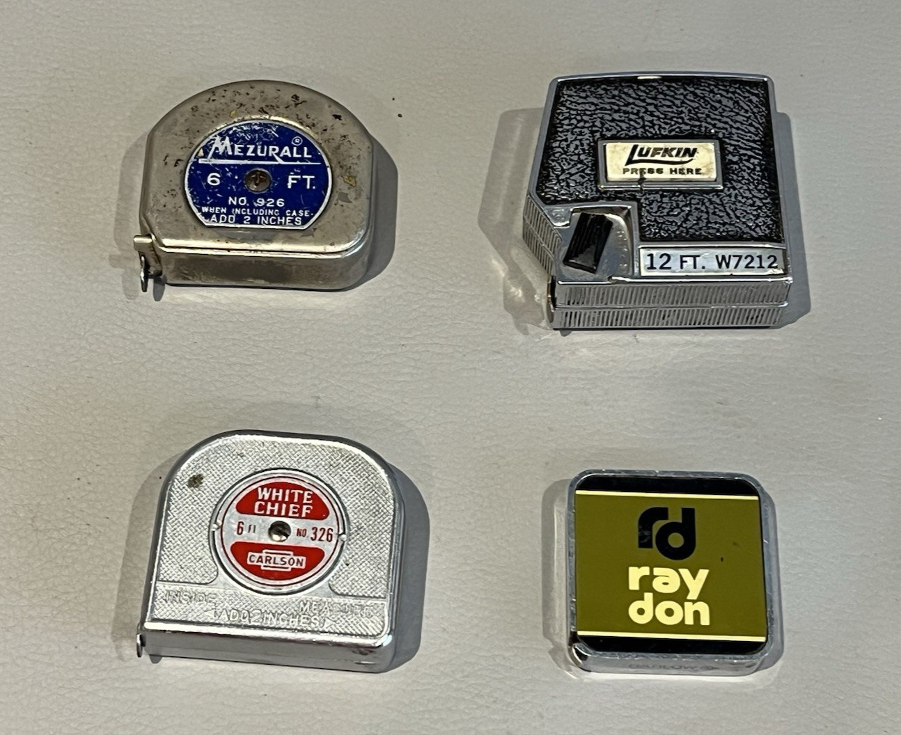 (4)  Vtge Pocket Tape Rules-Lufkin Mezurall,  Lufkin W7212,  Whie Chief,  Barlow