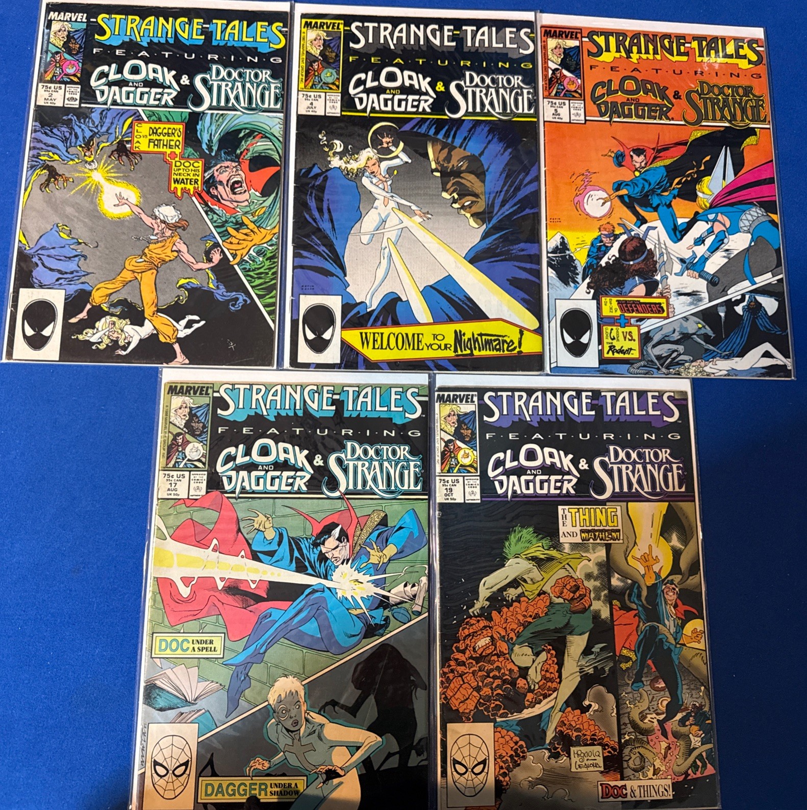 Strange Tales Lot Of 5 #2, 4, 5, 17, 19 (Marvel, 1987) Kevin Nolan Covers F/VF