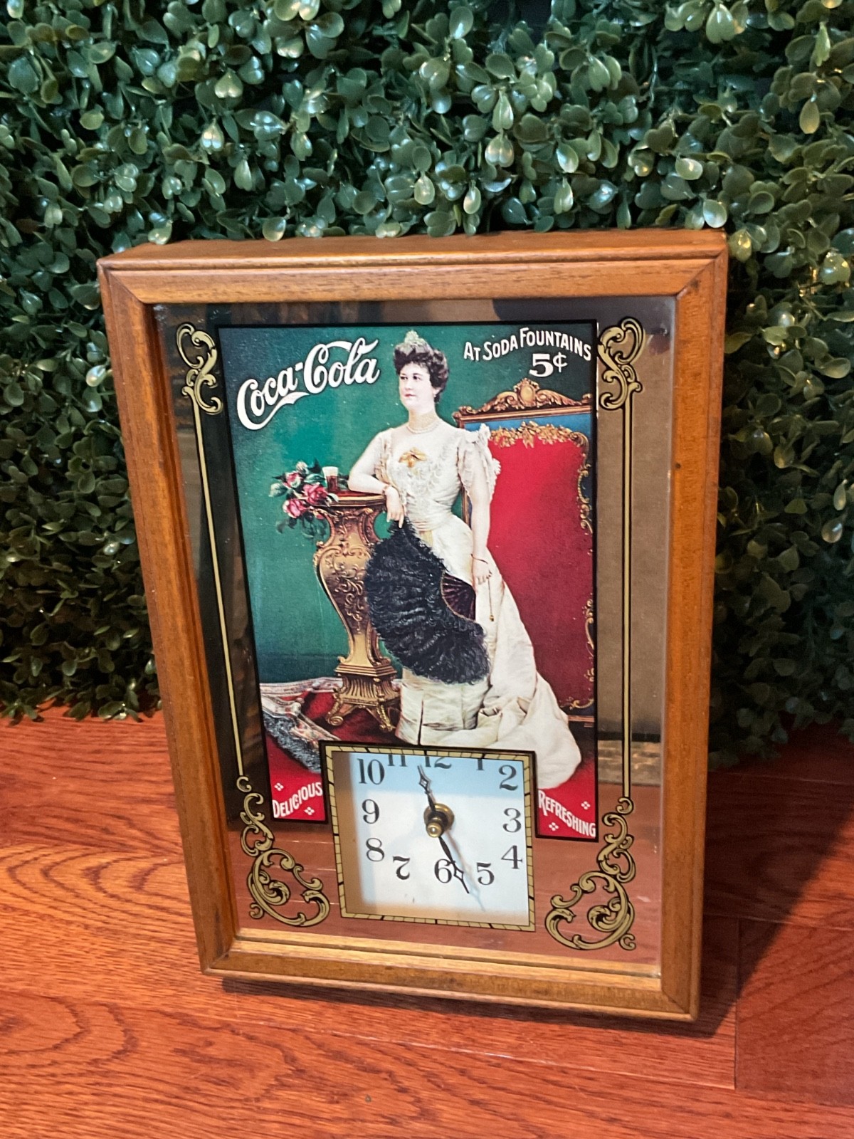 RARE Vintage Coke Coca Cola Mirror Clock Victorian Opera Theme 1980s?  WORKS