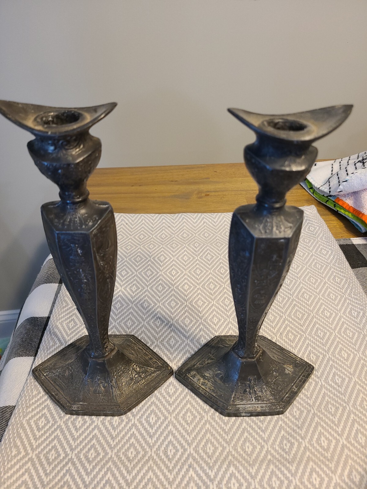 Vintage pair of J.B. Dutch windmill & lady  Candlestick candle holders 