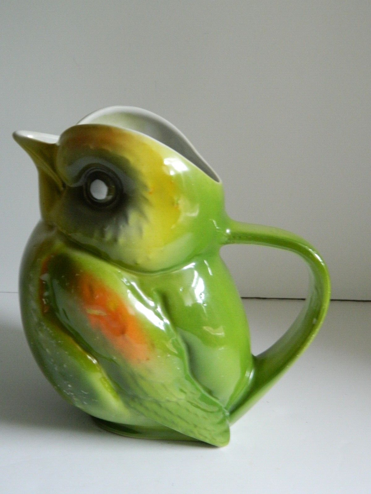 Beautiful Vintage Green Ceramic Creamer Pitcher Figural Bird 7 1/2\
