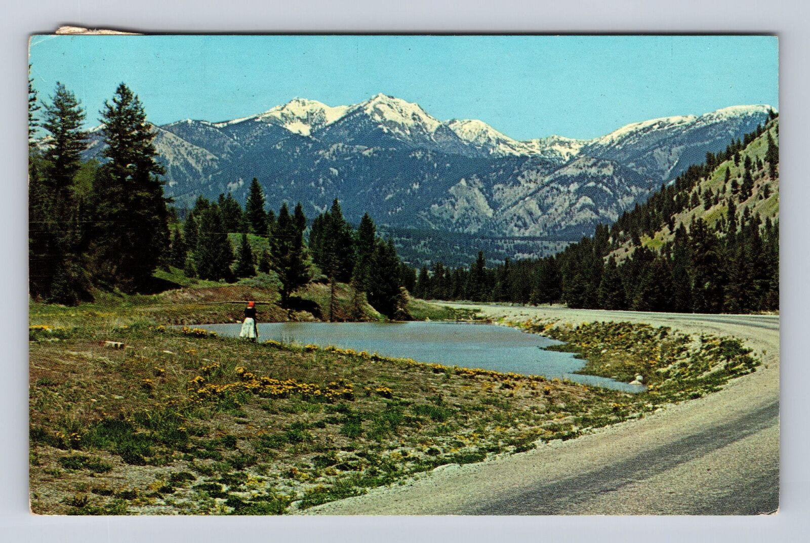 West Yellowstone MT- Montana, Spanish Peaks, Antique, Vintage c1964 Postcard