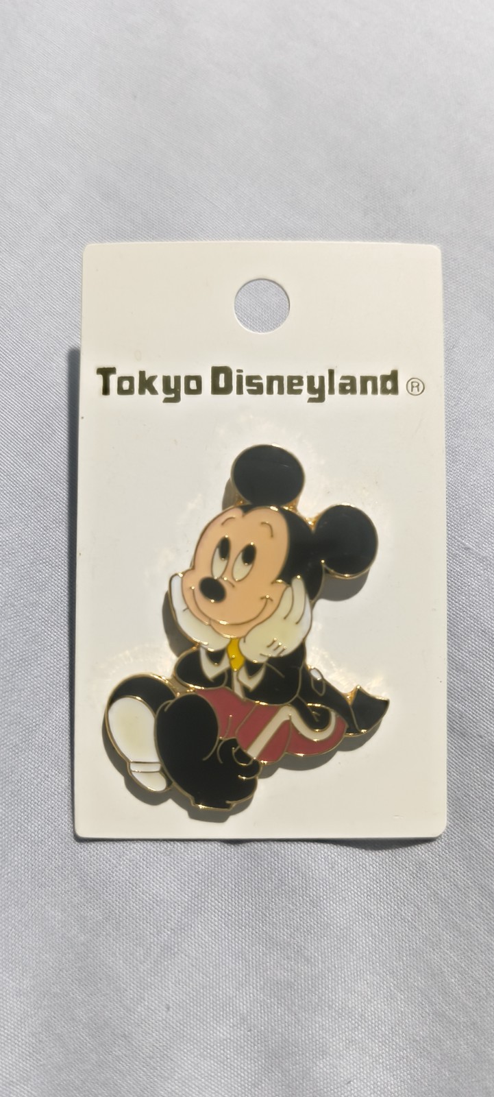 Vintage Tokyo Disneyland Mickey Mouse Pin ON CARD - Rare Disney Japan