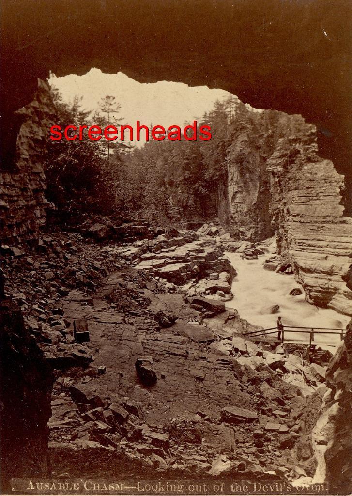 C1870s STEREOVIEW PHOTO ADIRONDACKS NEW YORK Looking Out Of Devil\'s Oven BALDWIN