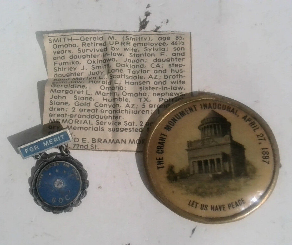 RARE Grant Monument Inaugural 4/27/1897 WHITEHEAD HOAG BADGES & US Air Force Pin