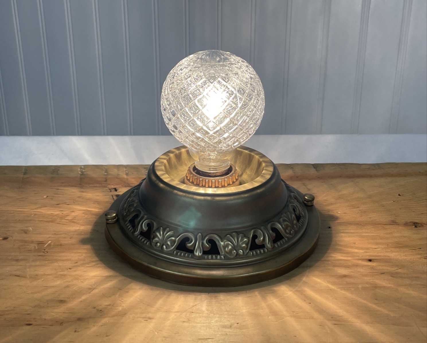 REWIRED Antique Vtg Art Deco Victorian Flush Ceiling OR Wall Sconce Single Light