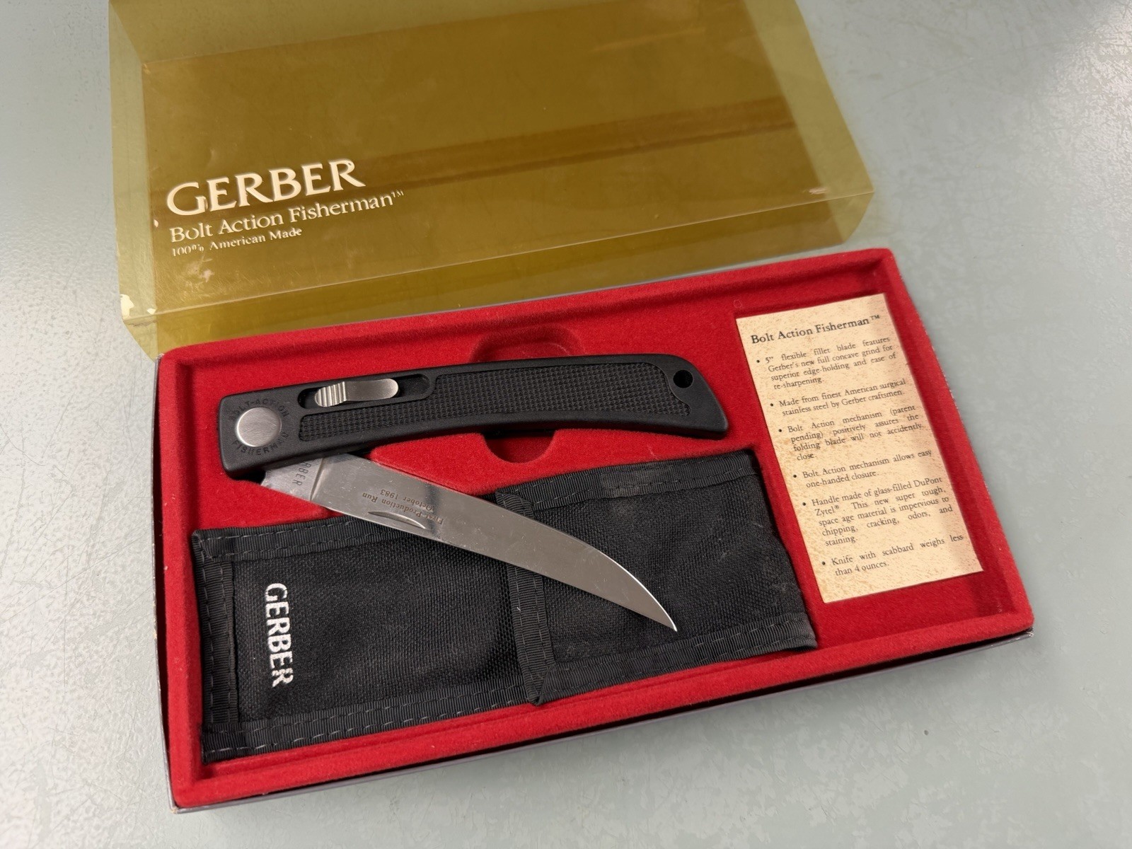 GERBER Bolt Action Fisherman Fillet Folding Knife USA 7007 FIRST PRODUCTION
